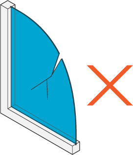 Icon of a broken single-pane window.