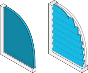 Icon of a window with and without shutters.