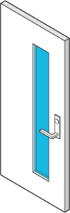 Icon of a door with a glass panel