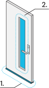 Icon of a door with a glass panel